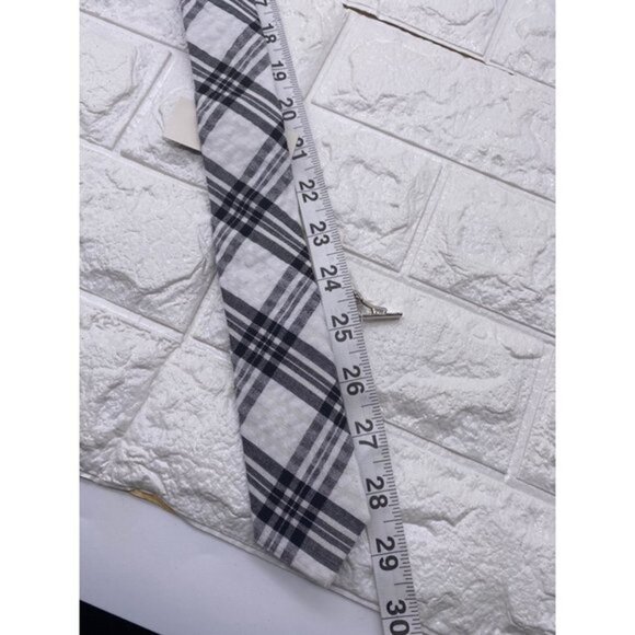 Skinny Tie Madness‎ - Men’s Plaid Tie Black White SKM2116 - Picture 2 of 11